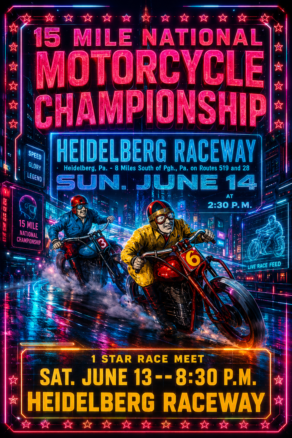 Campeonato Nacional de Motociclismo de 15 Milhas versão futuristic cyber
