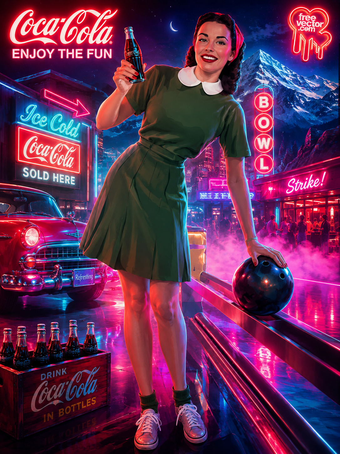 Coca-Cola: Aproveite a Diversão versão neon retro