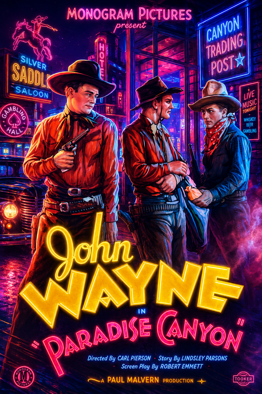 John Wayne em Paradise Canyon versão neon retro