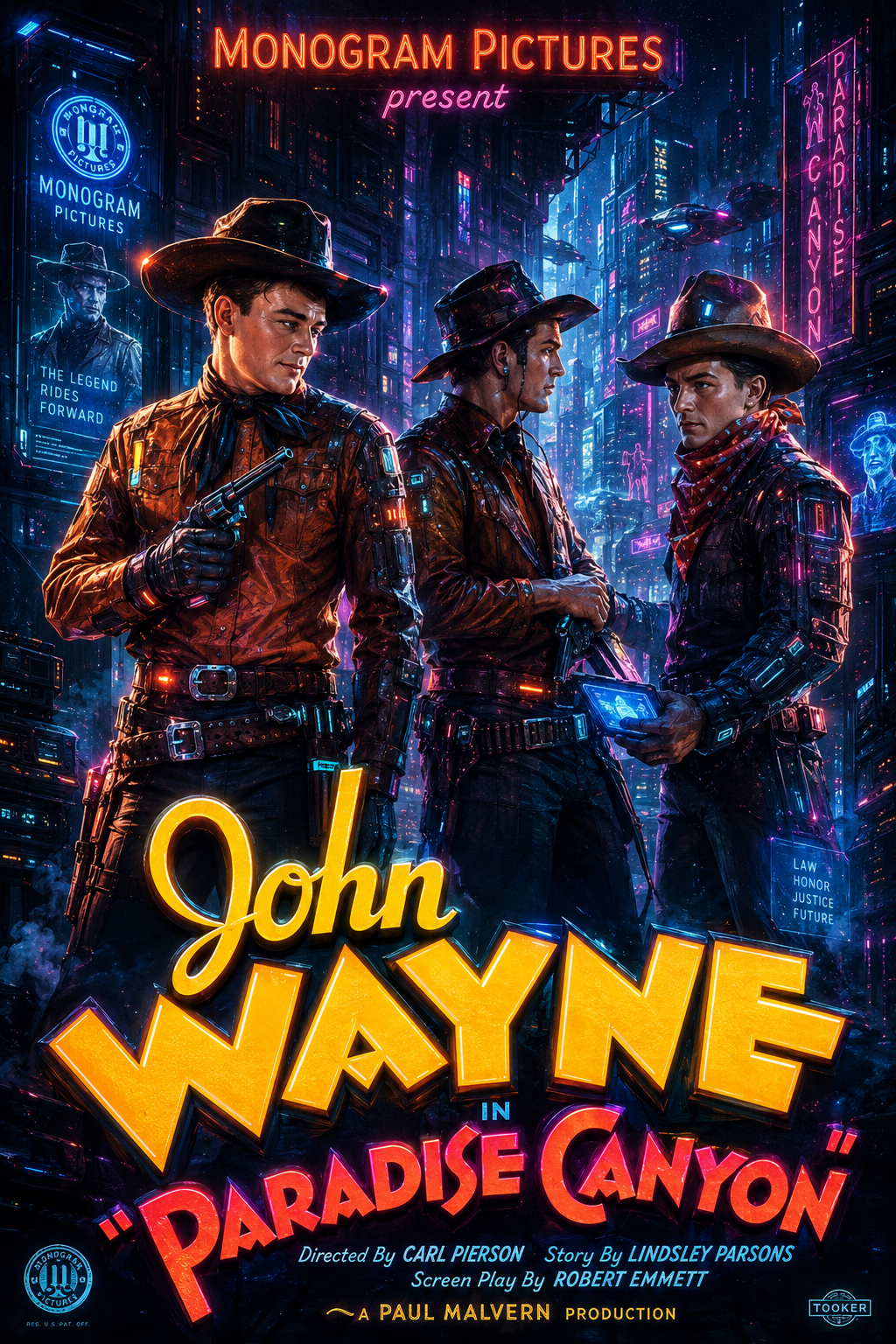 John Wayne em Paradise Canyon versão futuristic cyber