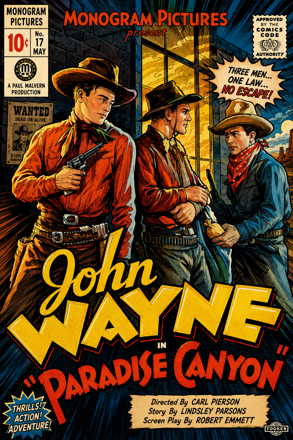 John Wayne em Paradise Canyon versão comic superhero