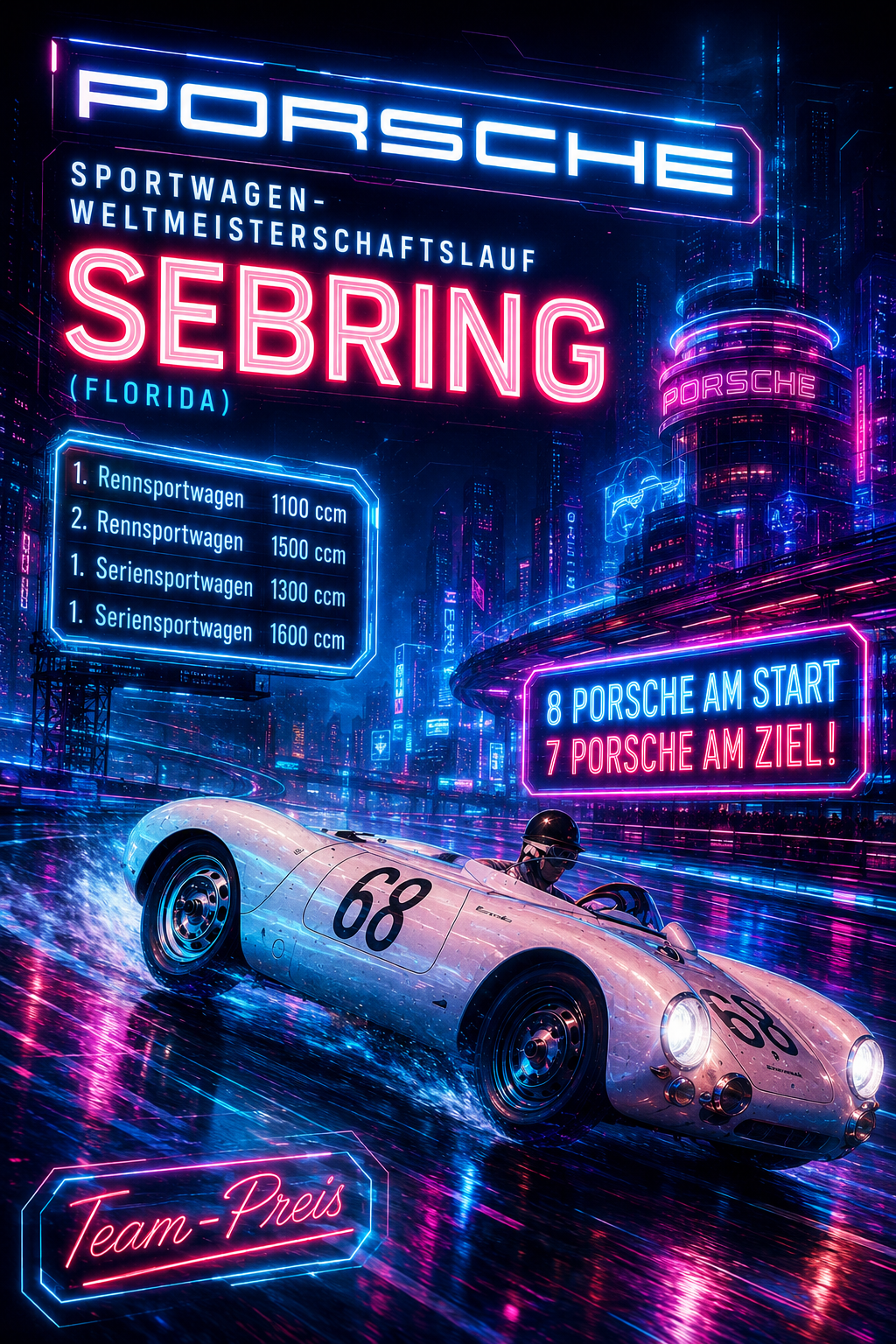 PORSCHE Corrida do Campeonato Mundial de Carros Esportivos Sebring (Flórida) versão futuristic cyber