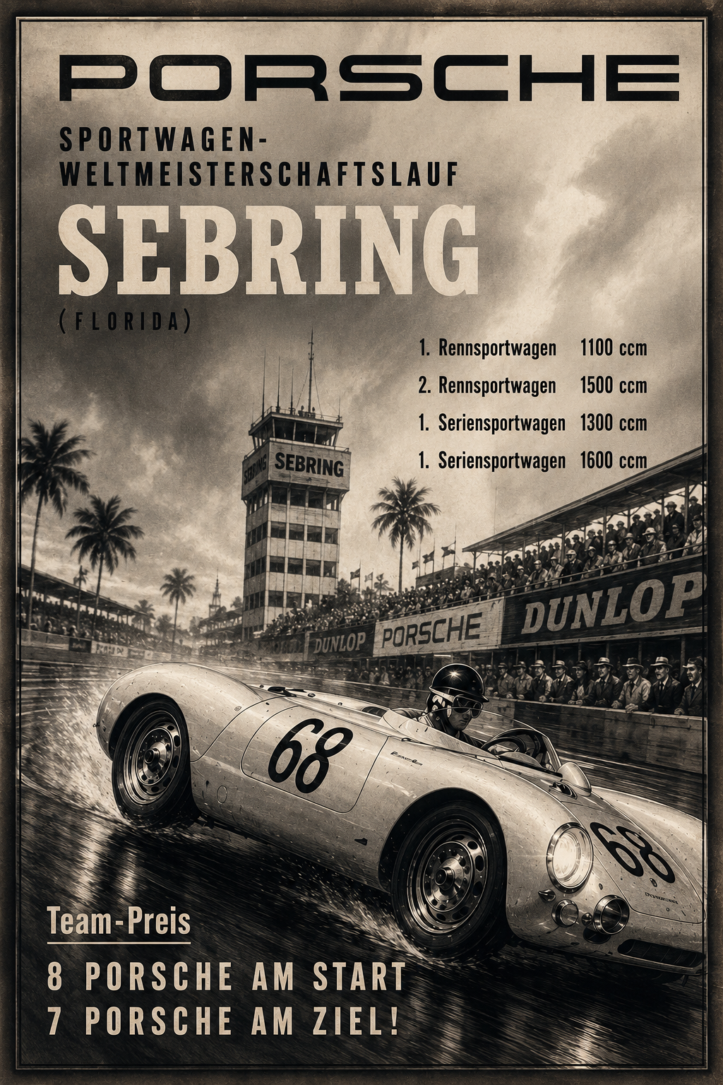 PORSCHE Corrida do Campeonato Mundial de Carros Esportivos Sebring (Flórida) versão classic cinema