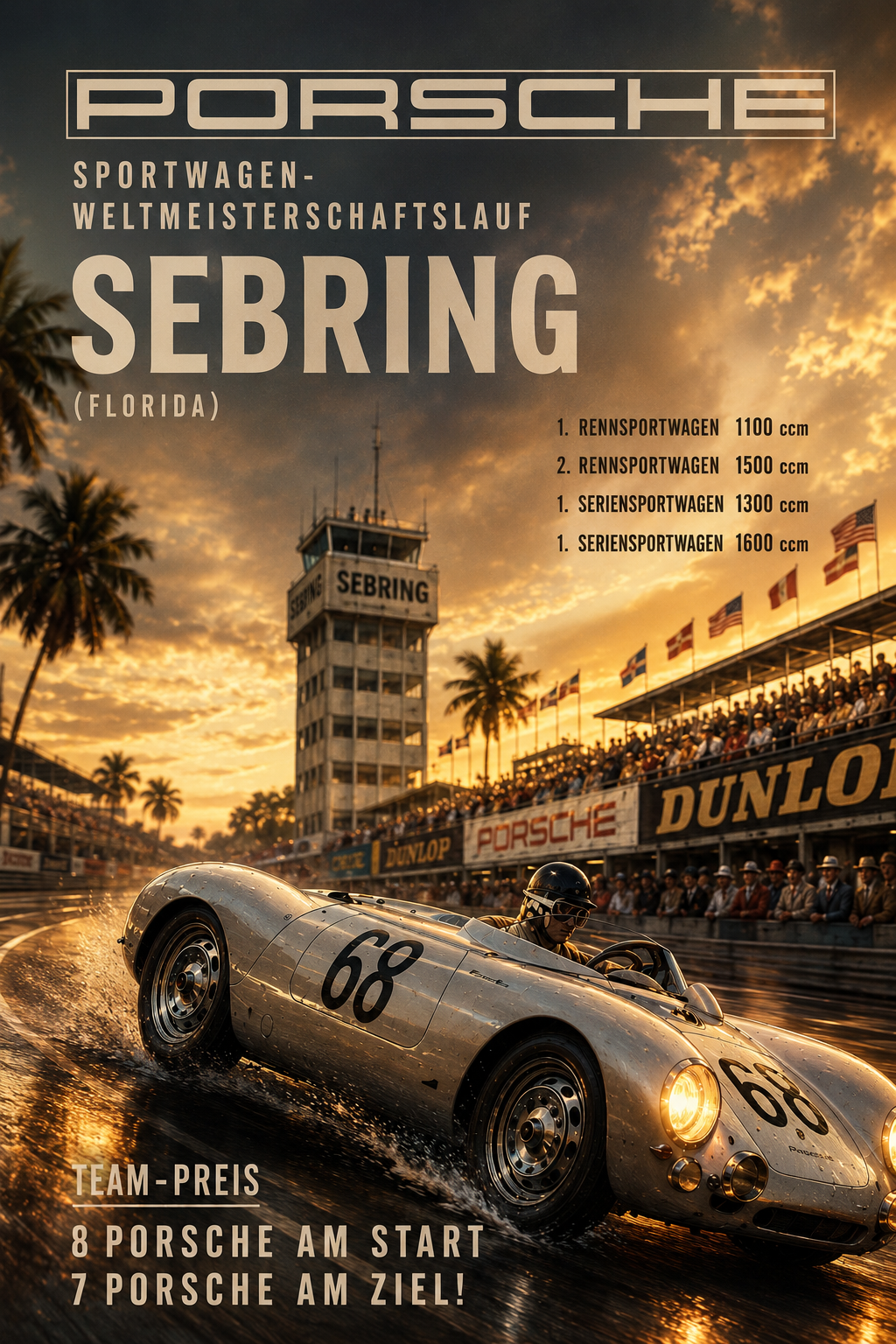 PORSCHE Corrida do Campeonato Mundial de Carros Esportivos Sebring (Flórida) versão hyper realistic
